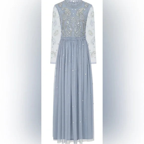 Womens Amelia Rose Blue Embellished Maxi Dress - Blue